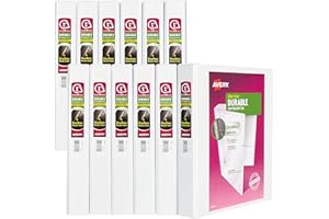 Avery Durable View 3 Segregator pierścieniowy, 1 cal skośne pierścienie, 12 białych segregatorów (17012)