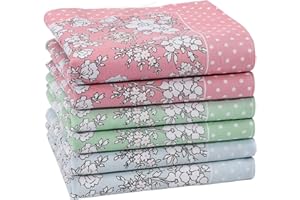 HOULIFE Ladies 100% 60S Cotton Handkerchiefs Womens Soft Vintage Floral Print Hankies for Wedding Party 3/6 Pieces 18x18/45x45cm