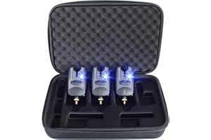 OKVGO 3pcs Set Sound and Light Fishing Bite Alarms with Adjustable Functions of 8 modes Sensitivity 8 modes Tone and 8 modes Volume with 1 Output Speaker and 10 Smart LED Indicator Light