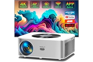 Proyector【Android TV】 Horlat 4K Soporte Porjector 6G WiFi Bluetooth,25000 Lúmenes 300'' Display Proyector, con una Aplicación Incorporada Netflix/Youtube/Prime Video +7000 APPS