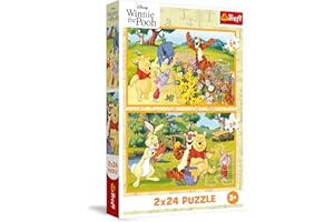 Trefl - Puzzle 2w1: Winnie the Pooh, Dzień w Ogrodzie - 2 x 24 Elementy, Zestaw Dwóch Układanek dla Dzieci od 3 lat