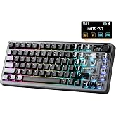 YUNZII B75 Pro MAX Wireless Mechanical Keyboard (Black, Milk V2) | 75% Design with Screen and Rotary Control, Hot Swap, QMK/V