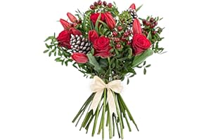 PRESTIGEFLOWERS Happy Christmas Bouquet - Fresh Christmas Flowers – Festive Floral Arrangements for Holiday Décor, Gifts, Celebrations, Winter Weddings, Seasonal Cheer, and Special Gatherings.