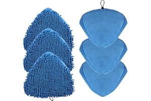 Bodhitree Pack of 6 Triangle Microfibre Mop Pads (3x Coral 3x Microfibre) Replacement Steam Cleaner Pads Tie Fixing Reusable Washable Floor Steamer Pads/Cloths compatible with most brands and models