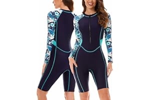 SEAUR Maillots de Bain Femme UPF 50+ Rashguard Une pièce Manche Longue Demmes Combishort de Plage Anti-UV Natation Surfing Dame