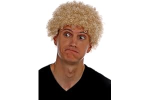 WIG ME UP - MMAM-9M-K8692 Peluca para Mujeres Hombres Carnaval Payaso Afro rizos Cortos densos Cabello Crespo Rubio