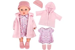 DIELIANHUA Vêtements de Poupée, Vetement Poupee 35-43 cm, Vêtements de Poupée Bébé, Vêtement Accessoires de Poupée, Chapeau, Body à Langer bébé, Chaussettes,Manteau