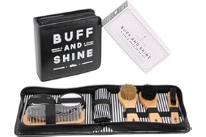 CGB Giftware The Dapper Chap 'Buff & Shine' Shoe Cleaning Kit | Includes: 3 Assorted Brushes | Black and Neutral Shoe Polish | ART372