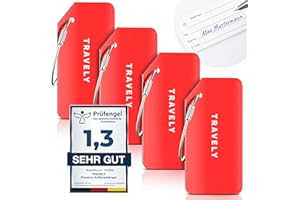 ‎TRAVELY Travely Premium Kofferanhänger - leicht Erkennbar, Robust & Sicher - inkl. Namensschild und Privatsphäre Schutz I Vielseitig und Praktische Adressanhänger, Namensanhänger & Gepäckanhänger