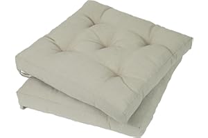 Viste tu hogar Pack of 2 Chair Cushions, 40 x 40 x 5 cm, Three-Dimensional Effect, 101% Polyester, Ideal for Dining Room, Patio, Living Room and Restaurant, Colour Linen Beige