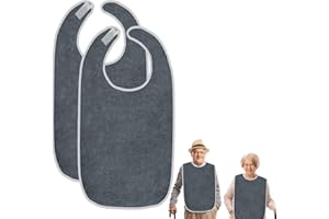 Anrbb Lot de 2 Bavoirs pour Personnes âgées, Lavables pour Adultes, 75 x 45 cm, Taille Plus Bavoirs, Réutilisable pour Adultes âgés et Personnes Handicapées et Patients