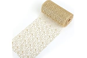 LEMESO Cintas para Árbol de Navidad 10M de Malla Decoración de Mesa de Navidad Color Dorado Cinta para Rodear Árbol de Navidad Cintas Envolver de Regalos -22cm x 10m/Rollo
