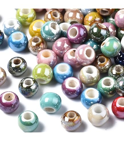 SUNNYCLUE 1 Boîte De 60 Perles En Céramique De 15mm 8 Styles Perles En