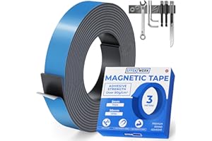 EFFEKTWERK Taśma Magnetyczna Samoprzylepna - 3 Metry - Paski Magnetyczne Można Przyciąć na Wymiar - Bardzo Szeroka Taśma Magnetyczna z Mocnym Klejem - Taśma do Przedmiotów Metalowych