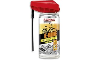 SONAX E-BIKE Spray (100 ml) cuidado para cadenas de bicicletas eléctricas, con EasySpray. Repelente al agua, previene la corrosión | N.° 08721000
