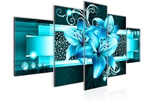 Runa Art Flores Lirios Cuadro Lienzo no Tejido 5 Piezas Abstracto Turquesa Dormitorio Corredor 008653a