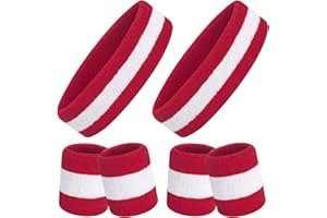 ONUPGO Lot de 6 Bandeaux Anti-Transpiration – Bandeaux/Bracelets pour Femme, Homme, Fille, garçon, pour entraînement de Gym et Yoga, Bandeaux de Sport Super Confortables