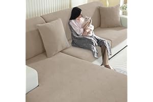 YSTELLAA Funda Asiento Sofa Alta Elástica, Funda Cojin Sofa Separado Ajustable, Universal Protector De Cojín para Muebles, Lavable, Antideslizante(Chaise Longue, Caqui)