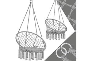 tectake® Fauteuil Suspendu Relax Design Intérieur & extérieur, Fauteuil Relax, Fauteuil de Lecture Cocooning 1 Place, Coussin Chaise XXL Moelleux Inclus Decoration Salon cocooning Chaise balancoire