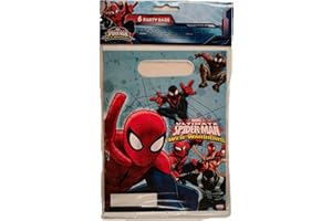 ALMACENESADAN 2354; Pack 6 party bags Spiderman; ideal para fiestas y cumpleaños; bolsas para gominolas o regalos; producto de plástico; dimensiones 16x23 cm