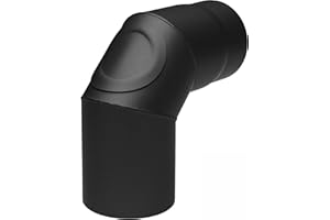 Raik Rauchrohrbogen Ofenrohr 150 mm 90° 3-teilig einseitig gezogen mit integrierter Reinigungsöffnung Schwarz aus Stahl 2 mm Wandstärke temperaturbeständig bis 600 °C für Kamin und Ofenanschluss
