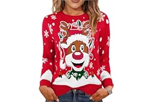 Uniexcosm Pull De Noel Femme Pullover Noel Femme Chaud Col Rond Pull Hiver Pull Noel Pull De Noël pour Famille Élégant
