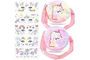 KASESSS 2 stycken enhörningsväska, handväska flicka, liten axelväska flicka, plysch barnväska, söt crossbody väska, barn slin