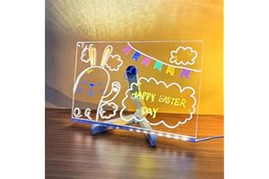 MOSKADO LED Message Board with 7-Colors Pen/Stand, Acrylic Led Note Board, Clear Light up Dry Erase Board, Doodle Desktop Note Memo Illuminated Wordpad for Children's School Home Office (Large, 30 * 20cm)