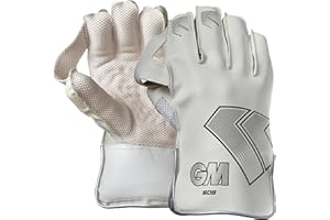Gunn & Moore GM Cricket Wicket Keeper Keeping Gloves | 606 | Fodera in PU e palmo in gomma | dorso della mano in similpelle PU | Adulto | 1 paio | Bianco e Nero con logo GM