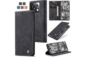 owlhold hülle Xiaomi Poco X6 Pro 5G klapphülle [Nicht für 4G] Premium Lederhülle Weiches Vintage-Nubukleder Faltbare Ständer Schutzhülle Kartenfach Handyhülle für Poco X6 Pro 5G /Redmi K70E-Schwarz