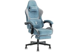 Dowinx Gaming Chair for Adults, Computer Chairs with Footrest, Ergonomic PC Chair with Massage, Office Chair with Armrests, Up to 150Kg