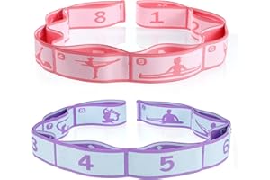HJZHII 2 Stück Yoga Stretching Band mit 8 Schleifen, Elastisches Yoga Stretchband mit Schlaufen Fitnessbänder Band Fitness Stretchband Bein-Stretchband, elastische Widerstandsbänder für Übungen