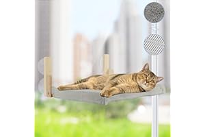 KAIMERCE Hamaca Gato Ventana - Cama Gato Ventana Espaciosa y Segura - Hamaca Gato Ventana de Madera con Fuerte Succión - Cama Ventana para Gatos Fácil de Instalar - Cama Colgante para Gatos