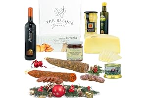 THE BASQUE gourmet- Cesta para Regalar - Lote Delicatessen de Productos de Euskal Herria - Queso Idiazabal, Pate, Chorizo, Espárragos de Navarra, Pimientos del Piquillo