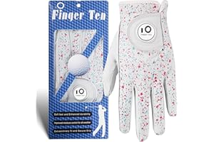 FINGER TEN Gants de Golf pour la Main Gauche, avec Fonction de marquage de Balle, Respirants et Confortables, Disponibles en Tailles S, M, ML, L, XL et 2XL