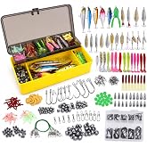 302 Par&ccedil;a &Ccedil;antalı Balık Olta Seti, Silikon Sahte Yem Olta İğne Takımı, Kurşun Ağırlık Jig Head Kaşık Spinner Popper Minnow Ku