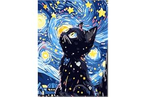 KiKiHong Diamond Painting Notte Stellata Gatto,Diamond Painting Kit,5D DIY Diamond Painting bambini Regali per Principianti Decorazione Domestica 30x40cm(Gatto)