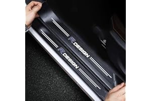 RIDGOEL 4Pcs Car Door Sill Protector Threshold Scuff Plate for Volvo XC40 XC60 XC90 V40 V60 V90 S60 S90 Rdesign, Carbon Fiber Car Kick Plates Sticker Automobile Welcome Pedal Decorative Strips