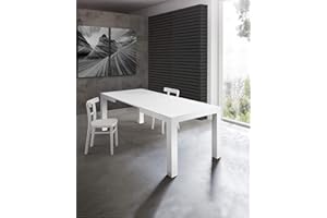 icreo Tavolo allungabile moderno, mod.MORFEO finitura bianco frassinato cm.120x80 H75 con 2 allunghe cm.40 allungabile a cm.200 in nobilitato melaminico di alta qualità