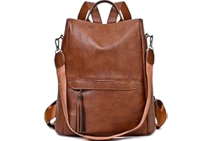 KESUDE Elegant Rucksack Damen Klein - Anti Diebstahl Lederrucksack 2 in 1 Cityrucksack Frauen Rucksacktasche Wasserdichte Schultertasche Casual Tasche Daypack Backpack Damenrucksack