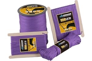 FISHLUND Paracord 550 lb, 7 Strand Type III Paracord Rope 100ft, High Strength Nylon Parachute Cord for Camping, Survival, Tactical and Hiking, Purple