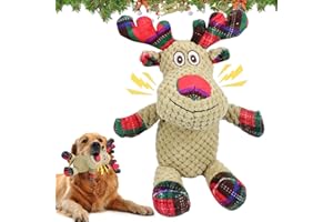 SOETDERT Giocattolo per cani di Natale, giocattolo per cani che scricchiolano, renna giocattolo interattivo, giocattolo da masticare per cuccioli, cani di piccola e media taglia