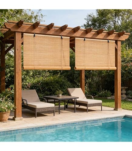 Store à Rouleau En Bambou Naturel,Store Enrouleur Exterieur,Rideau Occultant Romains Naturels,Stores Venitien Bois,Respirant/écologique,pour Fenêtres,Jardins,Personnalisables (140x180cm/55x71in