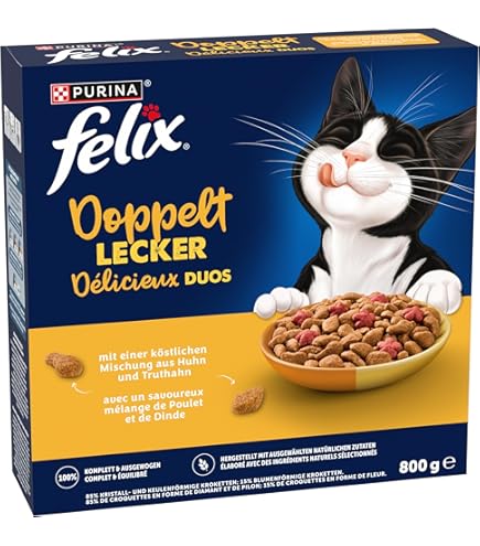 Felix Junior Sensations Katzenfutter trocken, aus Huhn und Truthahn, mit  Milch und Gemse, 5er Pack (5 x 1kg) : Amazon.de: Haustier
