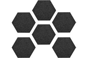 Navaris Tableau Hexagone en Feutre - Lot 6X Panneau d'affichage Mural Adhésif avec 10x Punaise - Décoration Photo Note - 15x17,7cm - Gris foncé