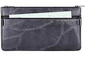 HAUTOCO Geldtaschen Banktasche PU-Leder Texturiert Bankmappe mit Reißverschluss 28 x 15.5 cm A5 Dokumente Zwei Taschen Geldmappe für Business Haushalt Schule, Schwarz