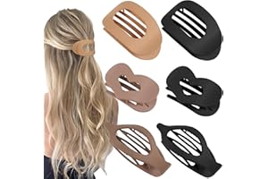 K KEIBY CITOM 6pcs Flat Hair Clips for Women 3 Styles Ergonomic Curved Hair Claw Clips for Thick Thin Curly Hairs, Strong Hold No Slip Matte Claw Clips for All Hair Textures (Black/Brown)