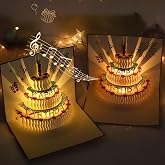 Biglietto D'Auguri Di Compleanno 3D Con Musica E Luci, Pop-up A Forma Di Torta Con Candeline, Include Busta, Regalo Per Donne, Uomini E Bambini, 15x15 Cm