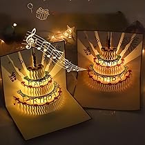 Carte de vministériels x itude pop-up en 3D unique, carte de joyeux anniversaire, bougie lumineuse LED soufflante, carte de gâteau d'anniversaire, cadeaux automobiles  15