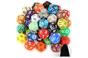 SLAKOZYT 40 Pezzi Dadi Poliedrici Colorati, D12 12 Facce Dadi Poliedrici da Gioco Set con Borse Velluto,Dungeons And Dragons Set di Dadi da Giochi di Ruolo per Giochi da Tavolo e Educazione DND RPG MTG
